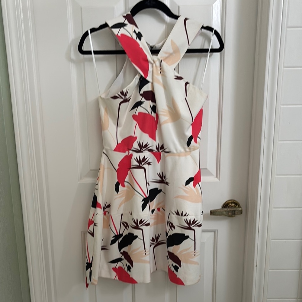 NWT Naadam Floral Halter Dress - coral, Black, Cream A line XS / S
